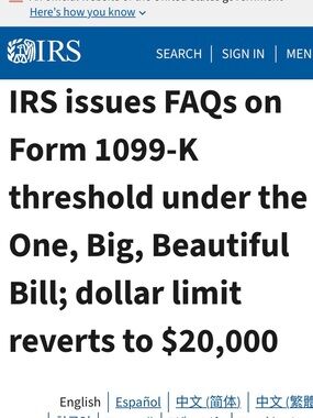 UPDATE: 1099-K forms, $600 threshold POSTPONED AGAIN for 2023